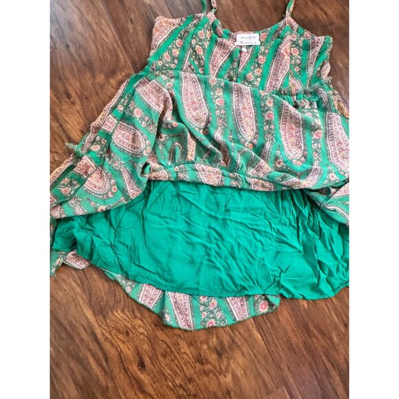 Urban Outfitters Rory Paisley Green Chiffon Tiered Mini Summer floral Dress S - Picture 4 of 5